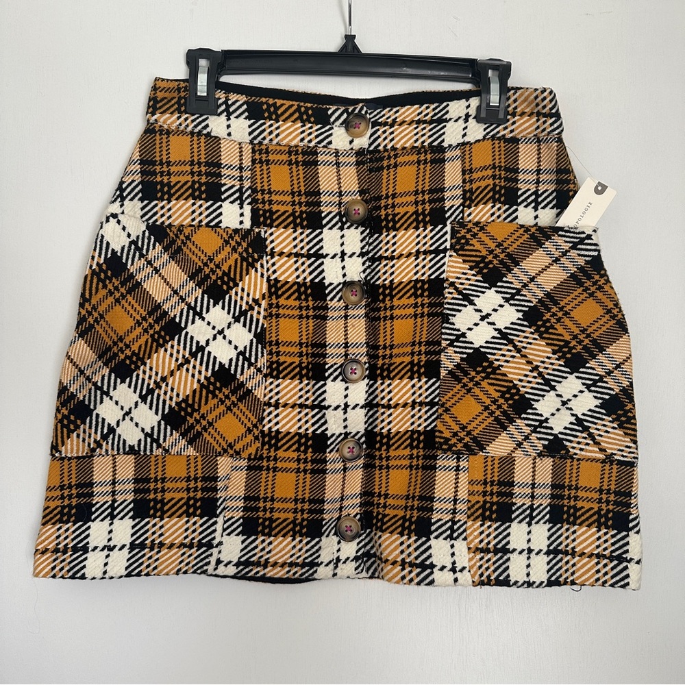 Maeve Anthropologie Yellow and Black Plaid Skirt